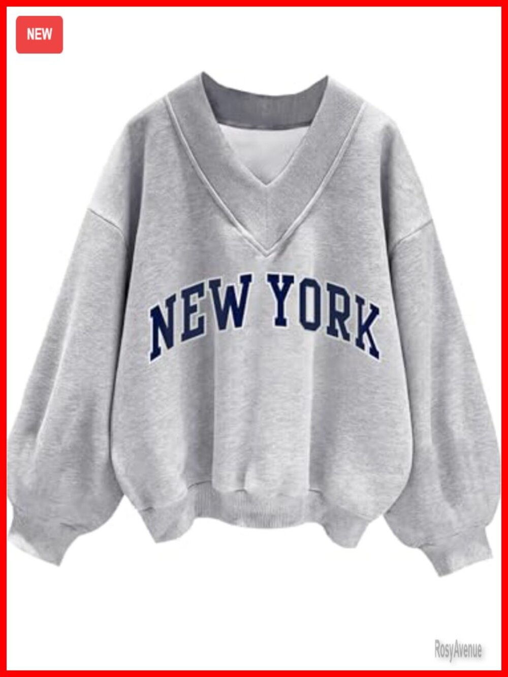 V Neck Oversized Sweatshirt Long Sleeve Fleece Pullover Women